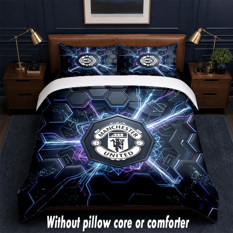 Set Biancheria da Letto Design Manchester United 1 Copripiumino + 2 Federe Morbido Traspirante Biancheria da Letto per la Casa