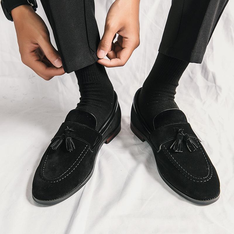 

Кожаная обувь мужская тренд внутренняя высота увеличение анти-бархатная кожа Doudou обувь один педаль ленивый повседневный кисточка 38