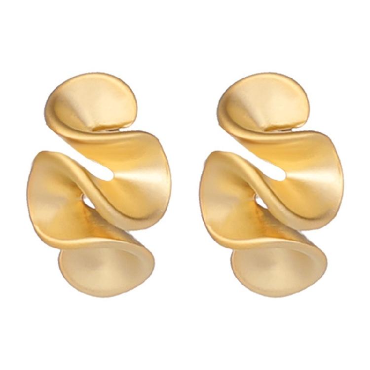 

Elegant Ruffle Themed Studs Earrings Fashion Earring Delicate Ear Jewelry Ears Studs Copper Texture for Daily and Party золотий