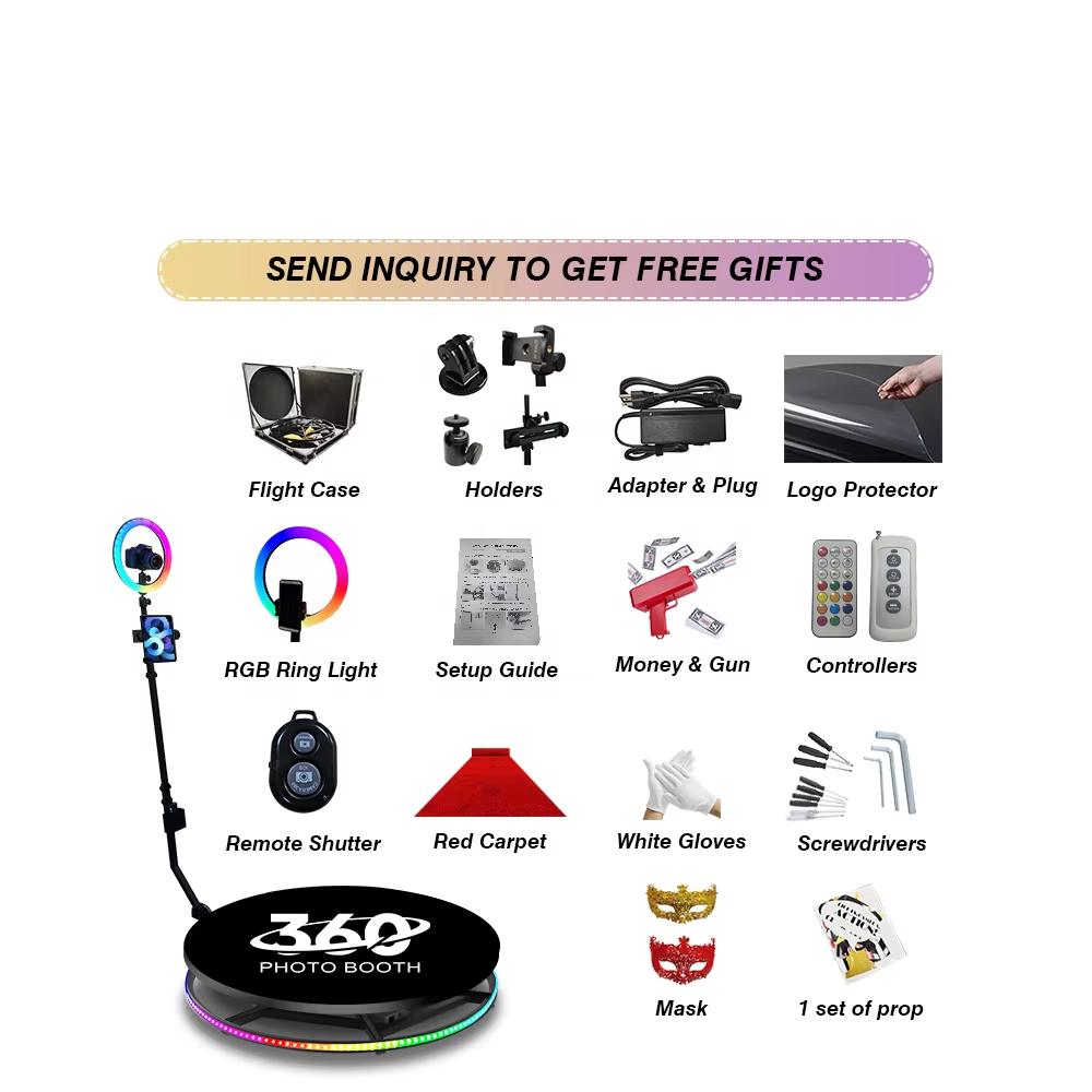 360 Rotating Platform 360 Photo Booth 100cm Photobooth Photo Booth Machine Business and Wedding Event Photo Booth with Printing