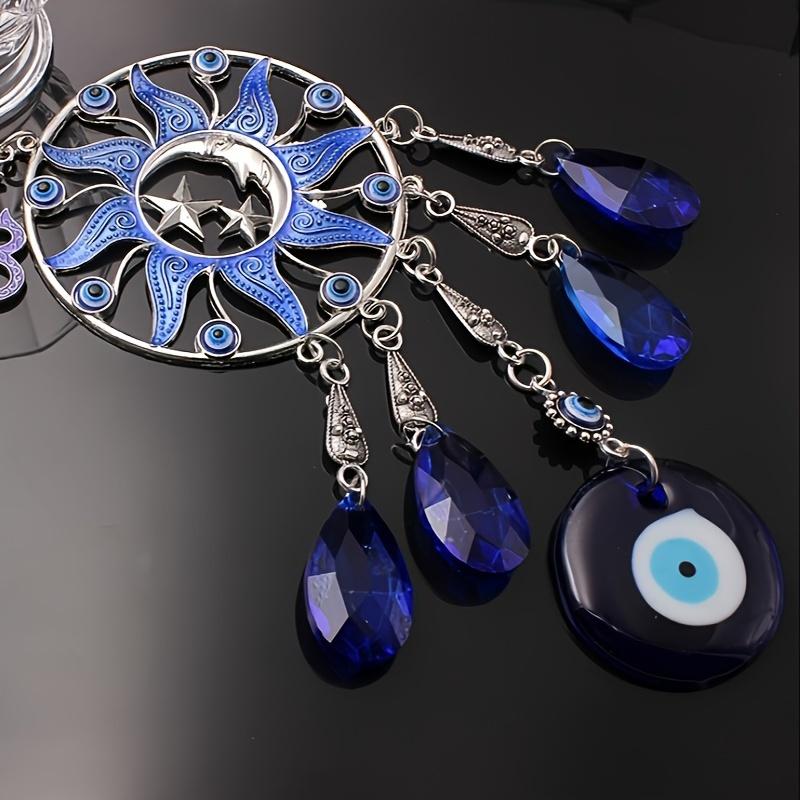 

Blue Metal Pendant - Blue-eyed Demon Eye Dreamy Net Star Moon Large Pendant Wall Decor Elegant Bell and Hanger синий