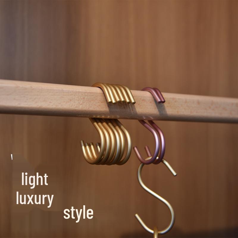 

Golden Pink Aluminum Alloy S-Shaped Hook for Kitchen & Bathroom Large Champagne Gold, Pack of 5