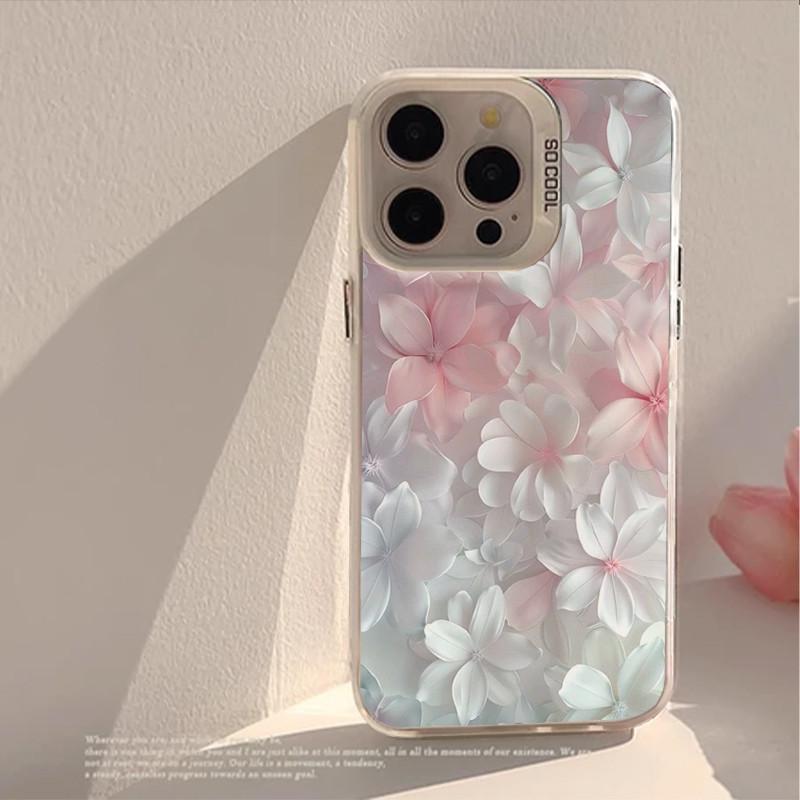 

Pastel Pink Blue Gradient Floral Clear Phone Case for iPhone 17 16 15 14 13 12 11 16ESeries Pro Max Plus Double Layer Protection iphone 17 ProMax
