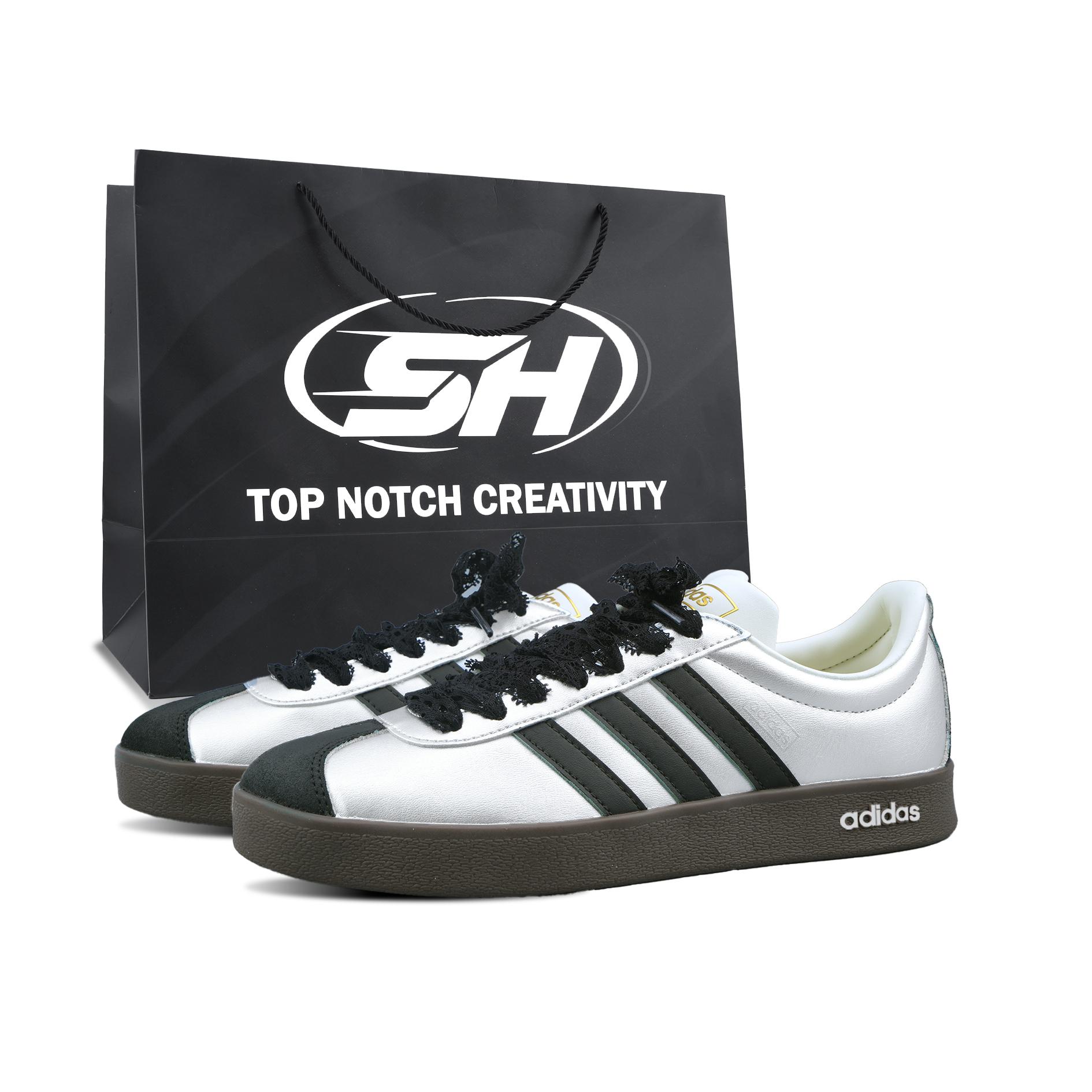 

Adidas VL COURT 2.0 Silver Wrapped, Special Shopping Bag Abrasion Resistant Low top German Army Trainers Unisex Black JI0497(Team1800-SBOX) 40