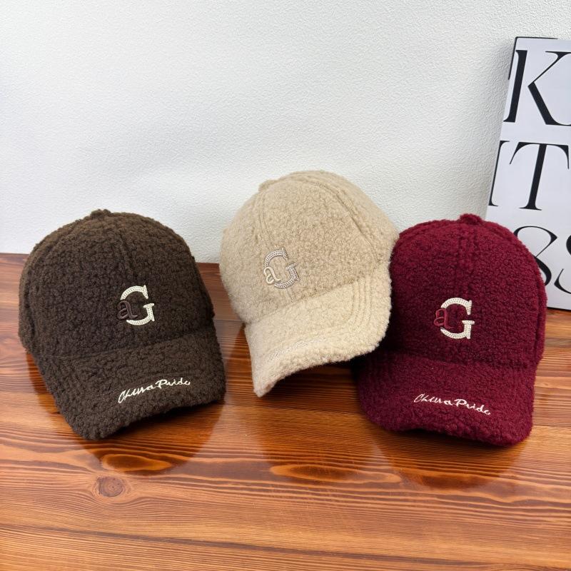 Autumn and winter new lamb wool thickened thermal baseball cap children's casual letters fashion versatile cap men
