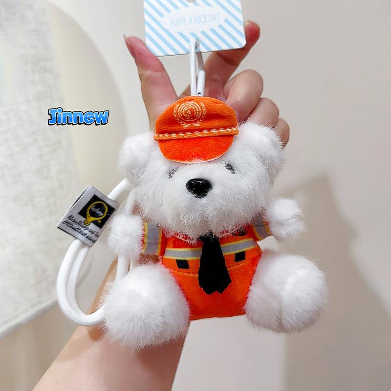 Police Firefighters Traffic Police Teddy Bears Plush Keychains Decorative Dolls