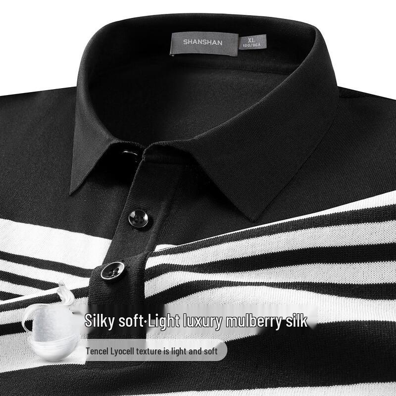 Men s Silk Lyocell Blend Short Sleeve Polo Shirt 4XL