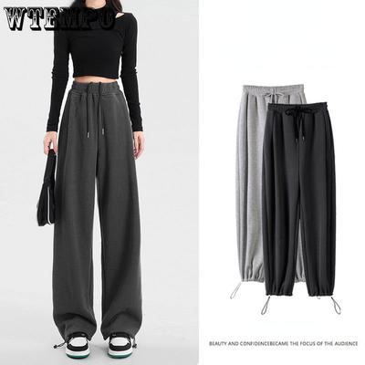 Women's Pants Solid Color Sweatpants Loose Bundle Foot Casual and Fashionable Wide-legged Pants