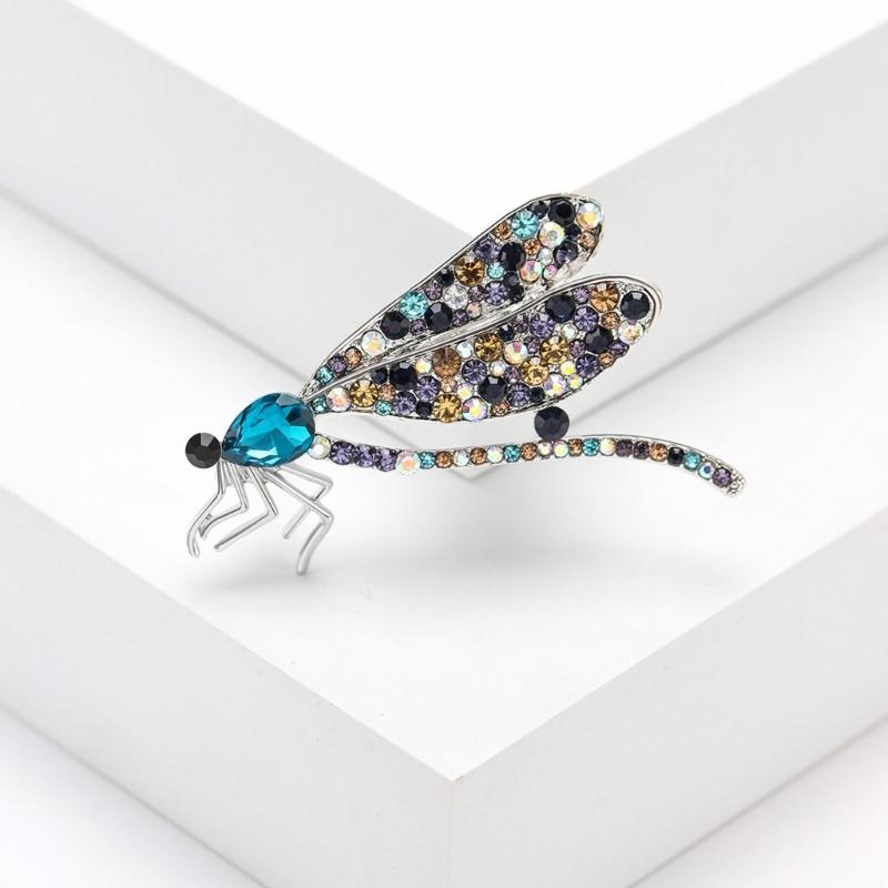 Exquisite Alloy Dragonflies Brooch Featuring Rhinestones Fashion Elegant Brooch Alloy Texture for Adding Sophistication