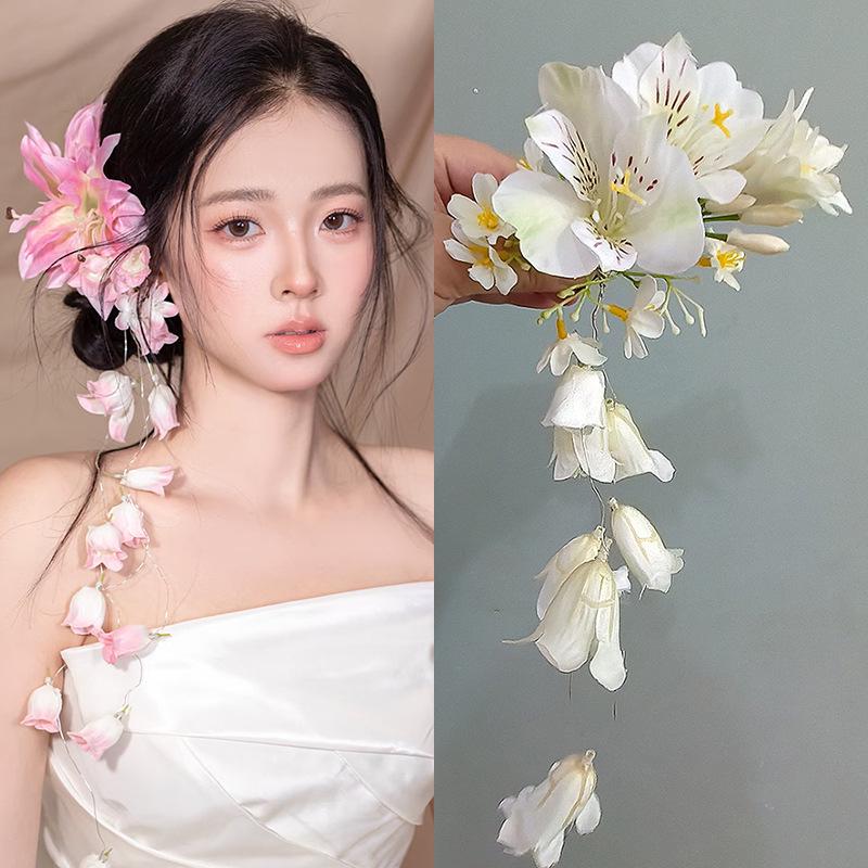 Mori Style Pink Floral Bridal Headpiece for Wedding and Photo Shoots