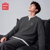 MINISO Men's Heavyweight Waffle Knit Faux Two-Piece Long Sleeve T-Shirt