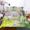 Beddengoed Set Pink Unicorn Quilt Cover Bedding Set Digital Print Lovely Rainbow Unicorn Bedclothes Kids Bed Cartoon Duvet Set