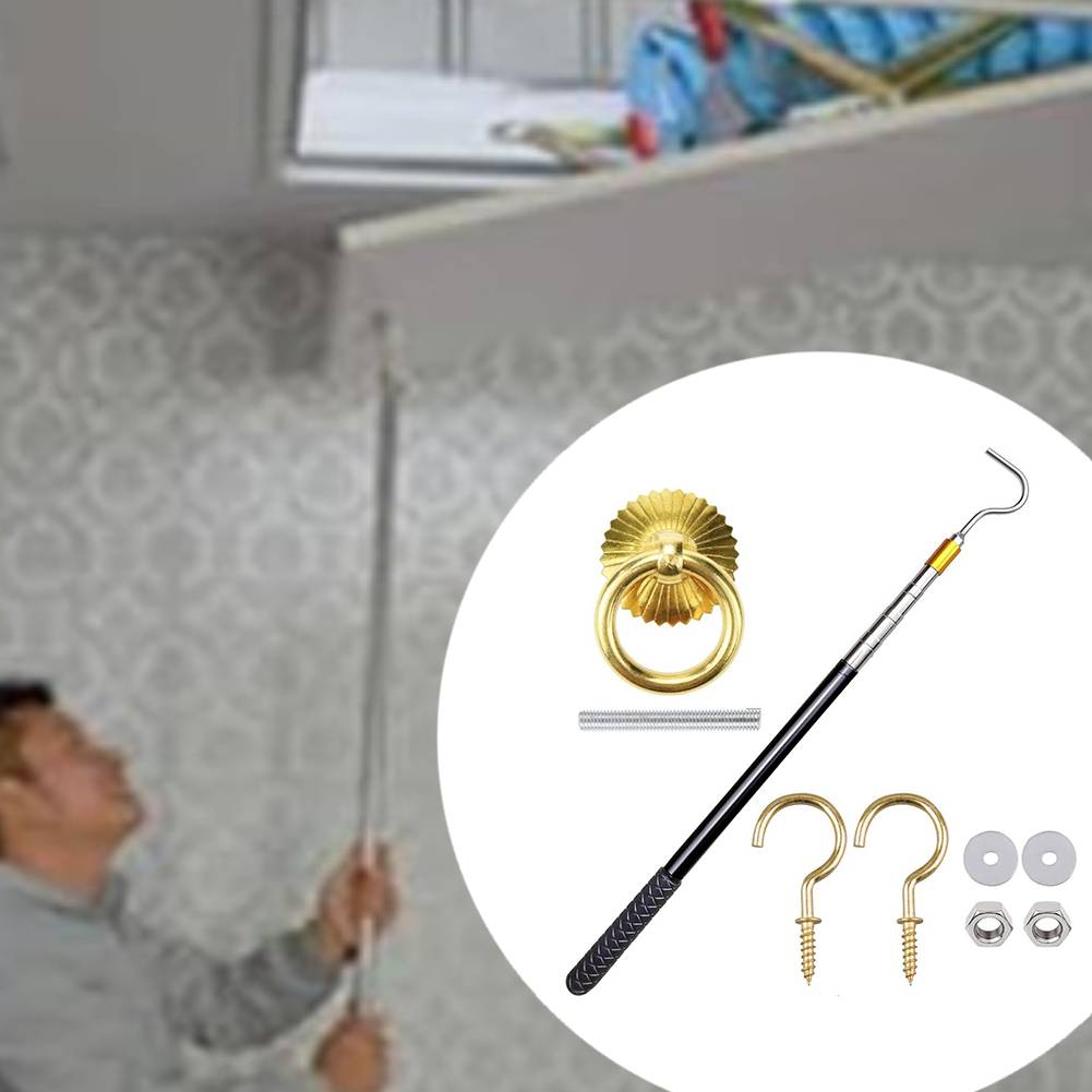 For Window Opener Rod Retractable 56 To 164cm Attic Ladder Pull Down System Kit Garden Tools Accessories Household Supplies