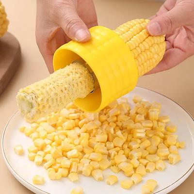 Corn Stripper Kitchen Tool Manual Corn Kernel Remover Stainless Steel Blade Rotary Corn Cob Cutter Vegetable Peeler Kitchen Gadget for Home Cooking
