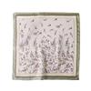 100% Pure Mulberry Silk Square Scarf Women Light Green Floral Print Lightweight Accessory 53x53cm
