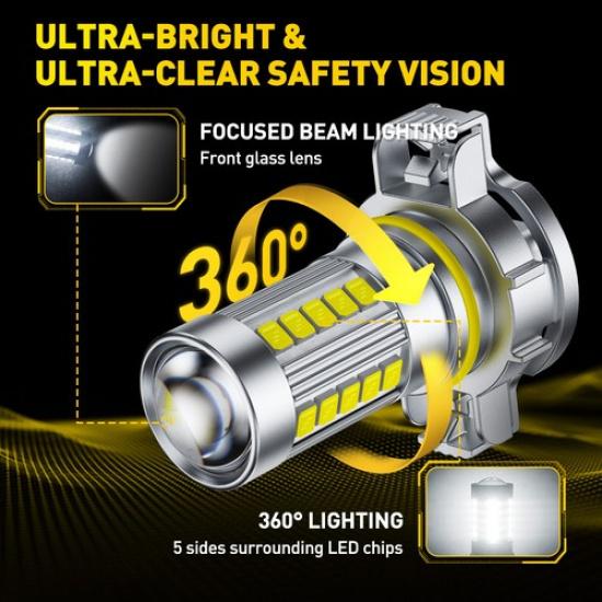 5202 White 6500K Fog LED Light Bulbs for Chevy Silverado 1500 2500 3500 HD 2x