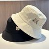 Cat Embroidered Cotton Fisherman Hat With Sun Protection For Casual Summer Wear