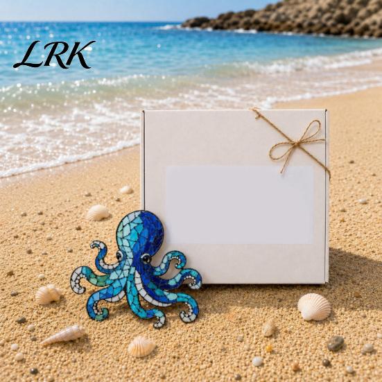 Conscious Creative Process Kit Octopus Mosaic for Beginners, DIY Acrylic Sea Animal Glass Craft Set with Step-by-Step Deep Creature Instructions,