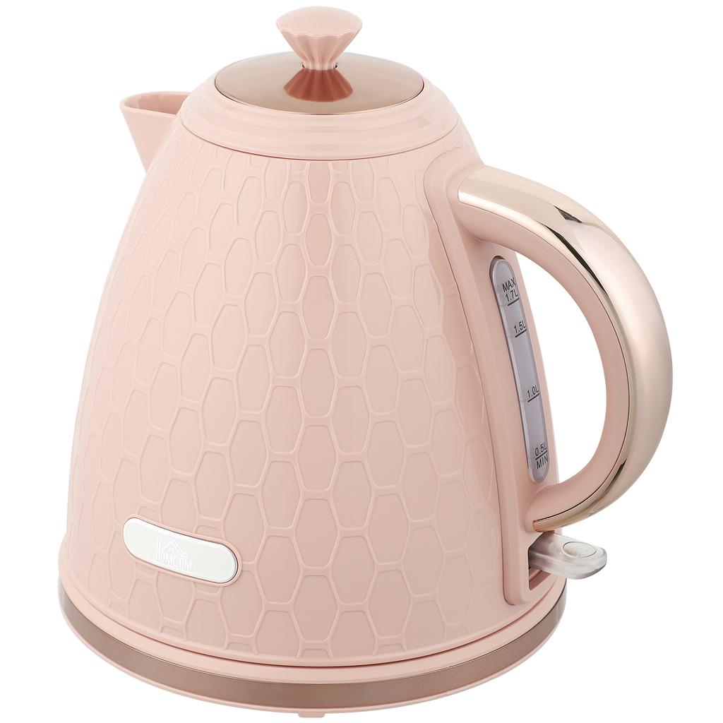 Electric Kettle, 1.7L, Quick Boil Function, 2.2kW, Cordless with Removable Anti-Scale Filter, Light Pink