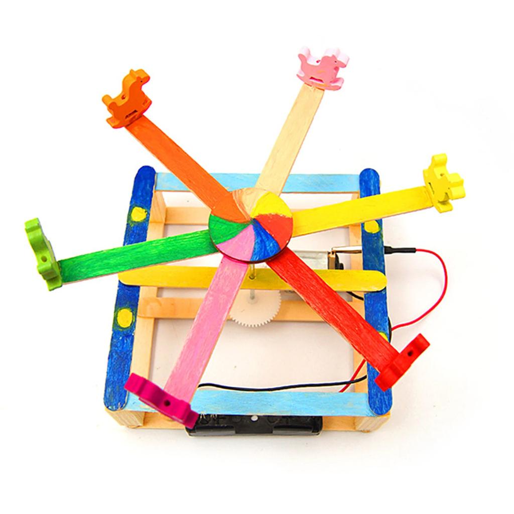Hand Made DIY Toys Wooden Model Carousel Horse Science Experiment Kit Toys Technology Puzzle For Kids G84