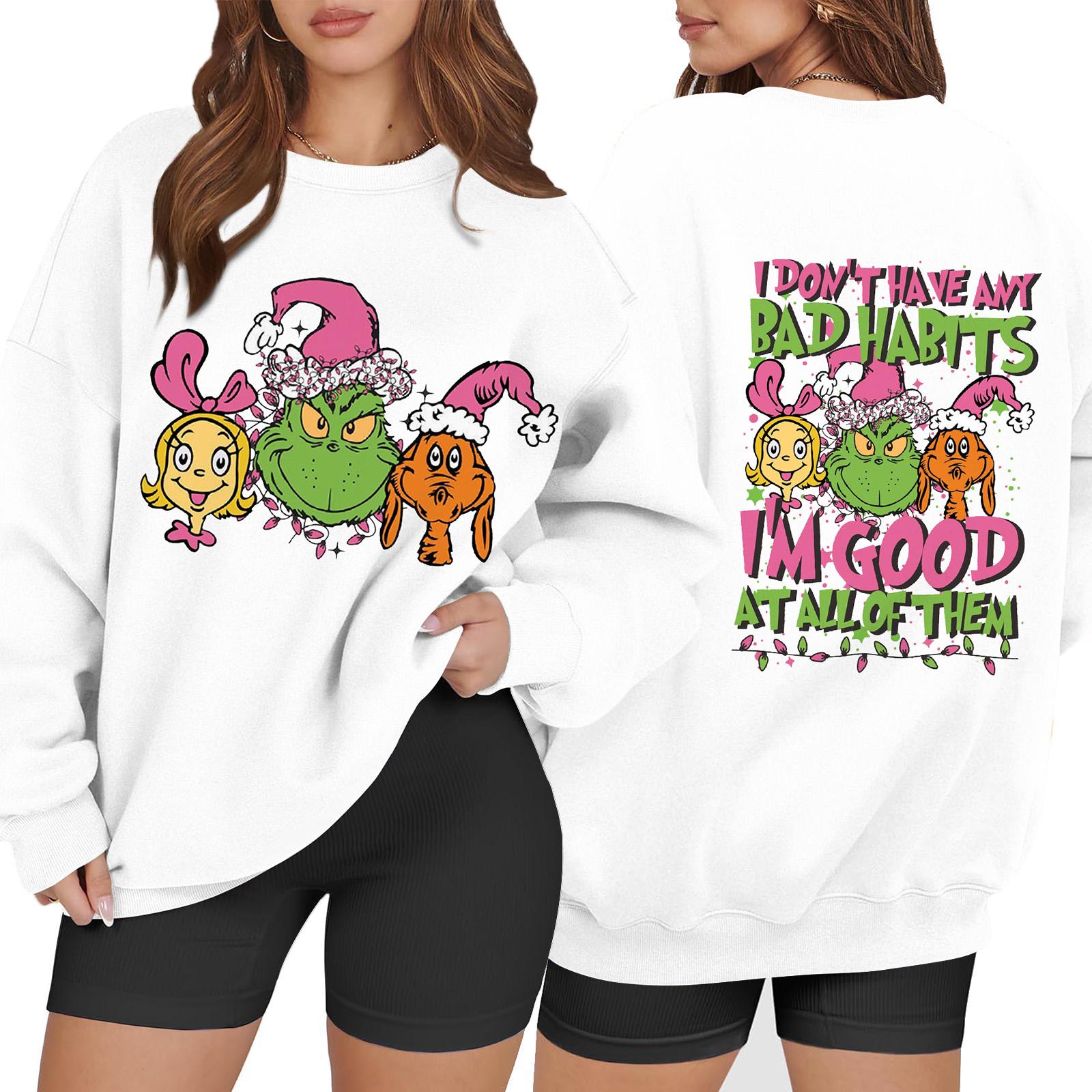 

Женская повседневная модная толстовка с длинным рукавом и рождественским принтом с круглым вырезом XXXL