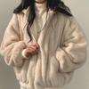 Plus Velvet Thick Women On Both Parkas Fashion Fall Winter Warm Hooded Casual Lamb Clothes Coats Solid All Match Jacket