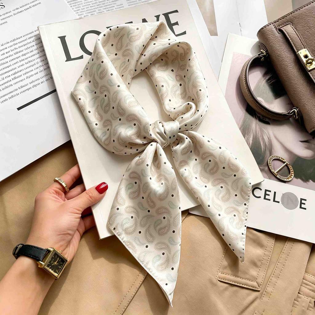 Women's spring and autumn silk scarf temperament versatile thin Internet celebrity Korean version light luxury fashion scarf high-end design small squ