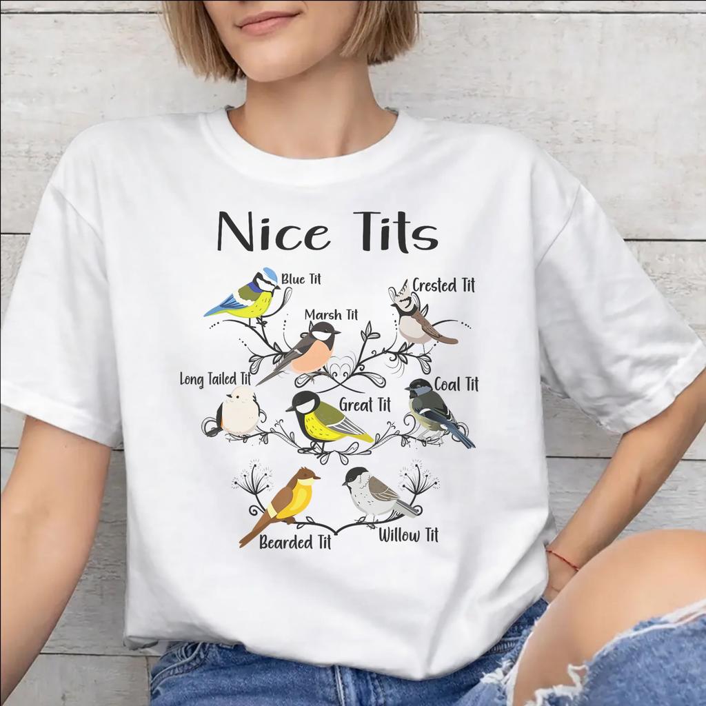 Unisex Unisex Funny Bird Meme I Love Tits T Shirt Cotton Graphic Printed TShirt Top Clothing
