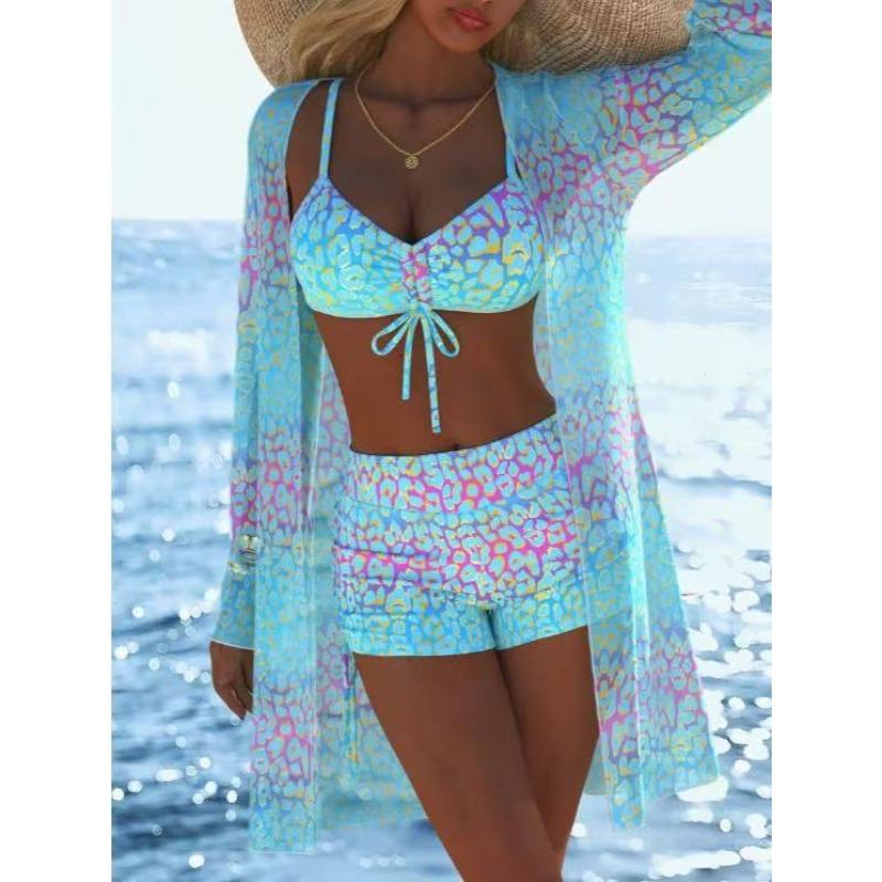 Neuer Bikini Dreiteilig Digital Bedruckte Hose Express Badeanzug Damen