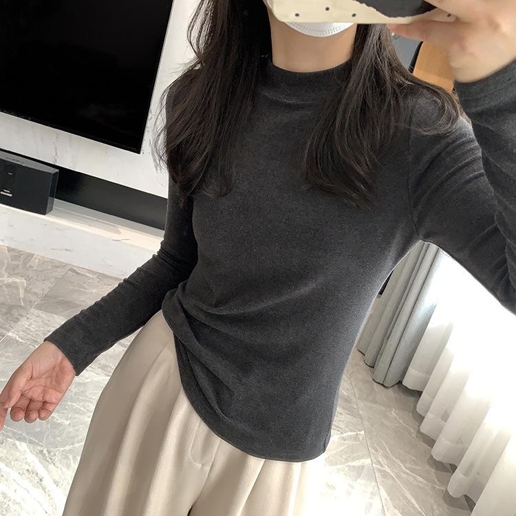 Women's Mock Neck Long Sleeve Thermal Top Slight Stretch Rayon Heat Retention Slim Fit Solid Color Warm Winter Base Layer Shirt