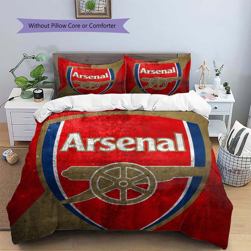 Arsenal F Pattern Bedding,Quilt Set Quilt Cover Pillowcase Home Birthday Gift(1 * duvet cover + 2 * pillowcase, without core)