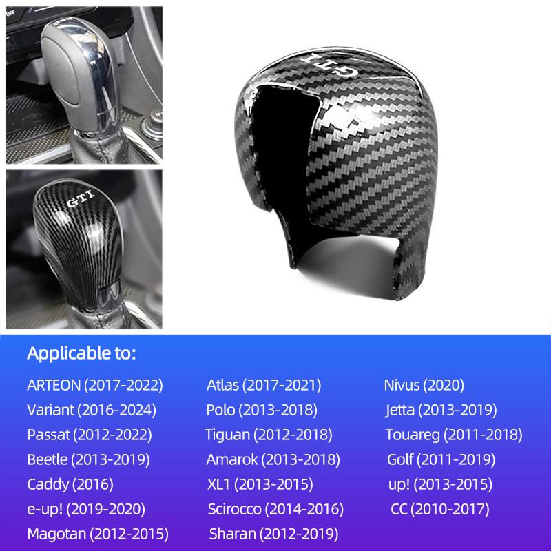 Valve Stems Caps VW Car Shift Stick Cover Carbon Fibre Sports Gear Lever Cap For Volkswagen Polo Golf GTI CC Tiguan Arteon Passa zd7