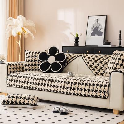 Houndstooth Plush Sofa Cushion Winter New High-end Thickened Non-slip Cushion Leather Sofa Cover Cover Cloth Towel