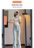 2026 Women's High Waist Butterfly Knot Micro Flare Jeans: American Style Slimming Horseshoe Pants for Spring & Autumn.