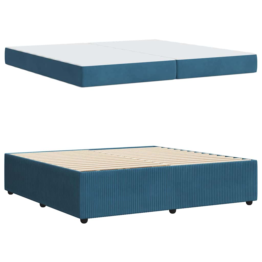 Bed Frame with Mattress Blue 200 x 200 cm Fabric