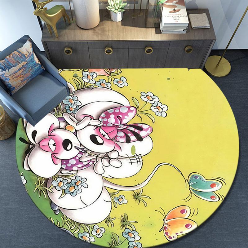 Diddl Cartoon Pattern Round rug,Carpet Rug for Living Room Bedroom Playroom ,Non-slip Floor Mat,Holiday Gifts and Birthday Gifts.