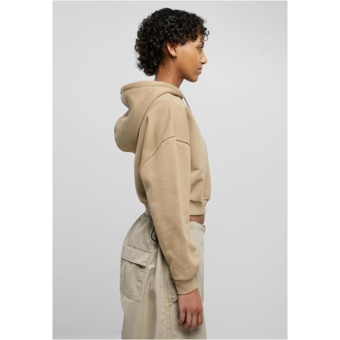 Sweatshirt À Capuche - Urban Classics - Beige - Manches Longues - 100% Coton - Coupe Oversize