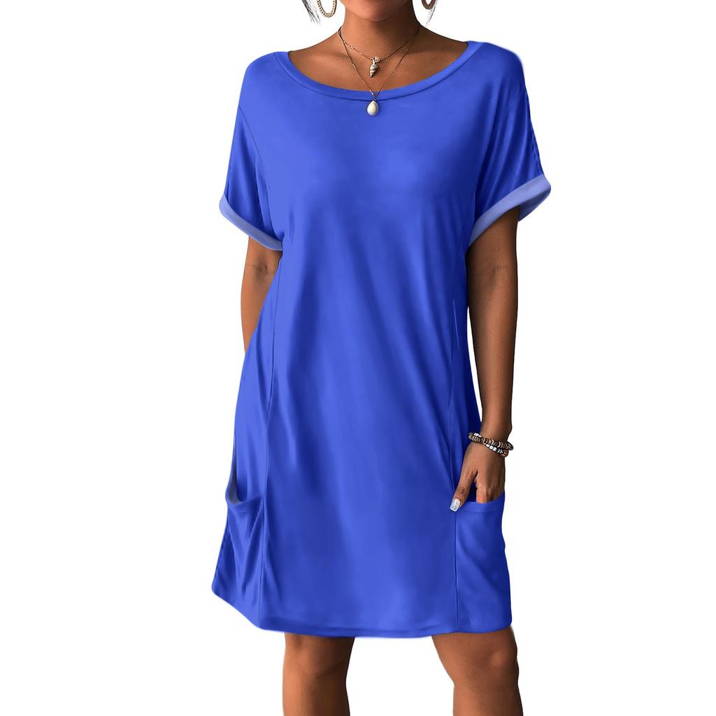 Women's Dresses T-Shirt Dresses With Pockets Solid Color Casual Beach Dresses