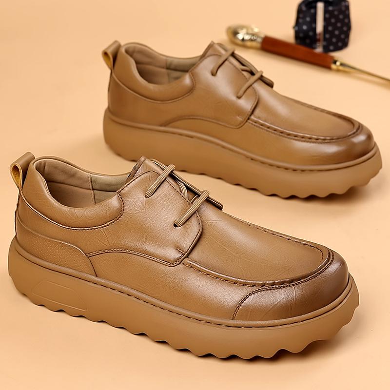 High Quality Brand Men's Genuine Leather Casual Shoes Thick Soled Low Cut Men's Oxford Shoes Versatile Office Work Shoes