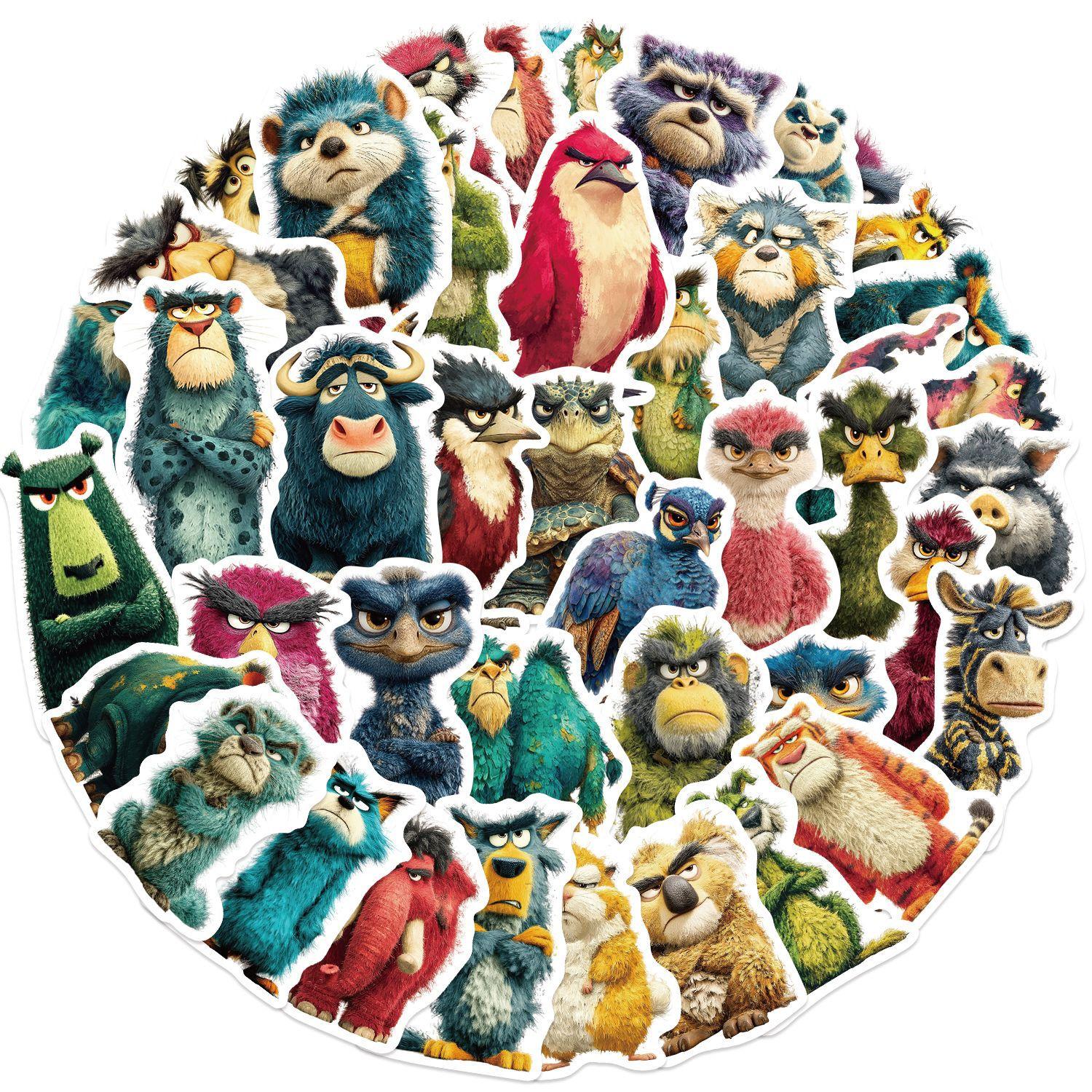 

50 Grizzly Retro Style Animal Characters Graffiti Stickers Decorate Guitar Laptop Suitcase DIY