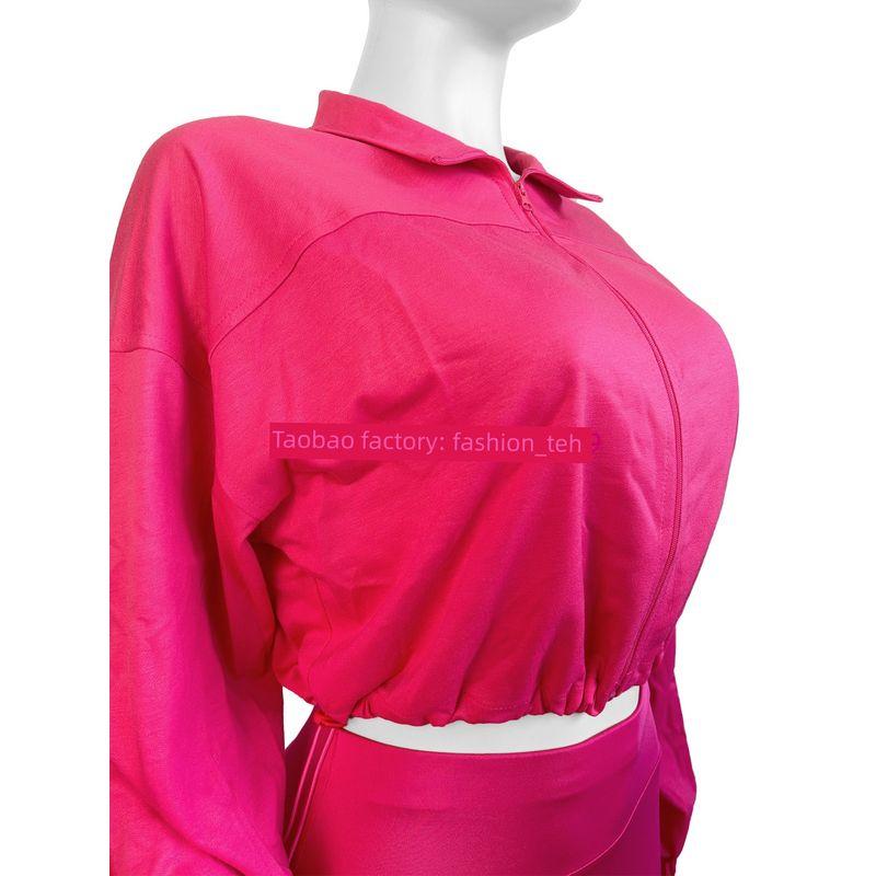 

2025 Повседневный ЖЕНСКИЙ Набор с Эластичной Пряжкой на Молнии для Талии Pink L