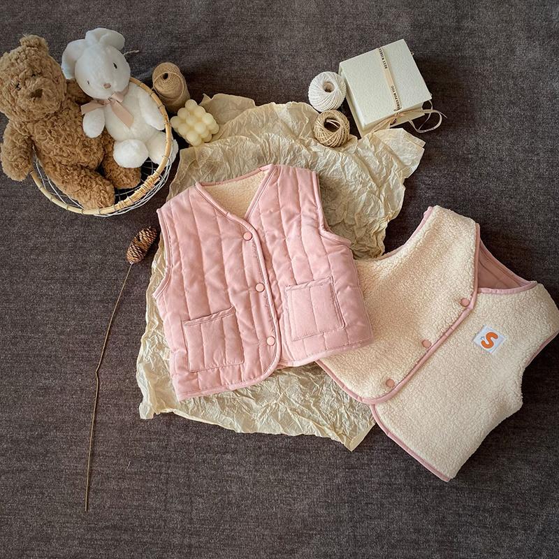 Kinder Herbst Winter Retro Warm Vielseitige Weste Jungen Mädchen Baby Doppelseitige Weste