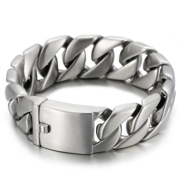 Pulseira de Corrente Curb Cubana Cor Ouro Prata Pesada 26MM Homens Mulheres Hiphop Arco-íris Aço Inoxidável Biker Moto Pulseira Joia