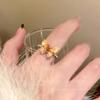 Wind Pearl Zircon Butterfly Ring Female Niche High-end Sense Light Luxury Couple Pair Ring Temperament Open Ring