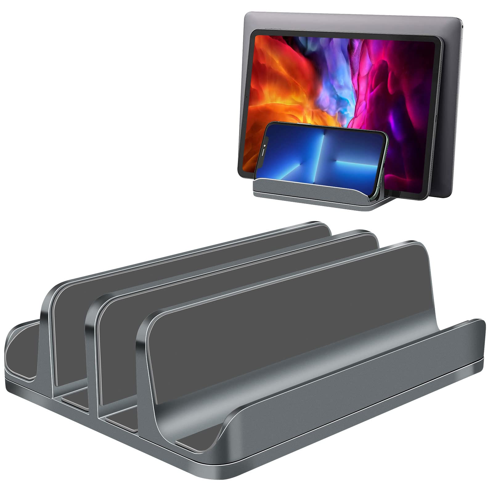 

Новая вертикальная подставка для ноутбука, 4 регулируемые устойчивые подставки из алюминиевого сплава, совместимые с MacBook и Microsoft Surface, подставка 4-в-1, ПК, по ширине, экономящая место, серый