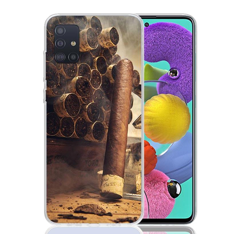 Cigar Whiskey Ice Drink Phone Case For Samsung Galaxy A52 A32 A22 A12 A02S A50S A30S A51 A31 AA71 Note 20 Ultra 10 S10 Plus Gala