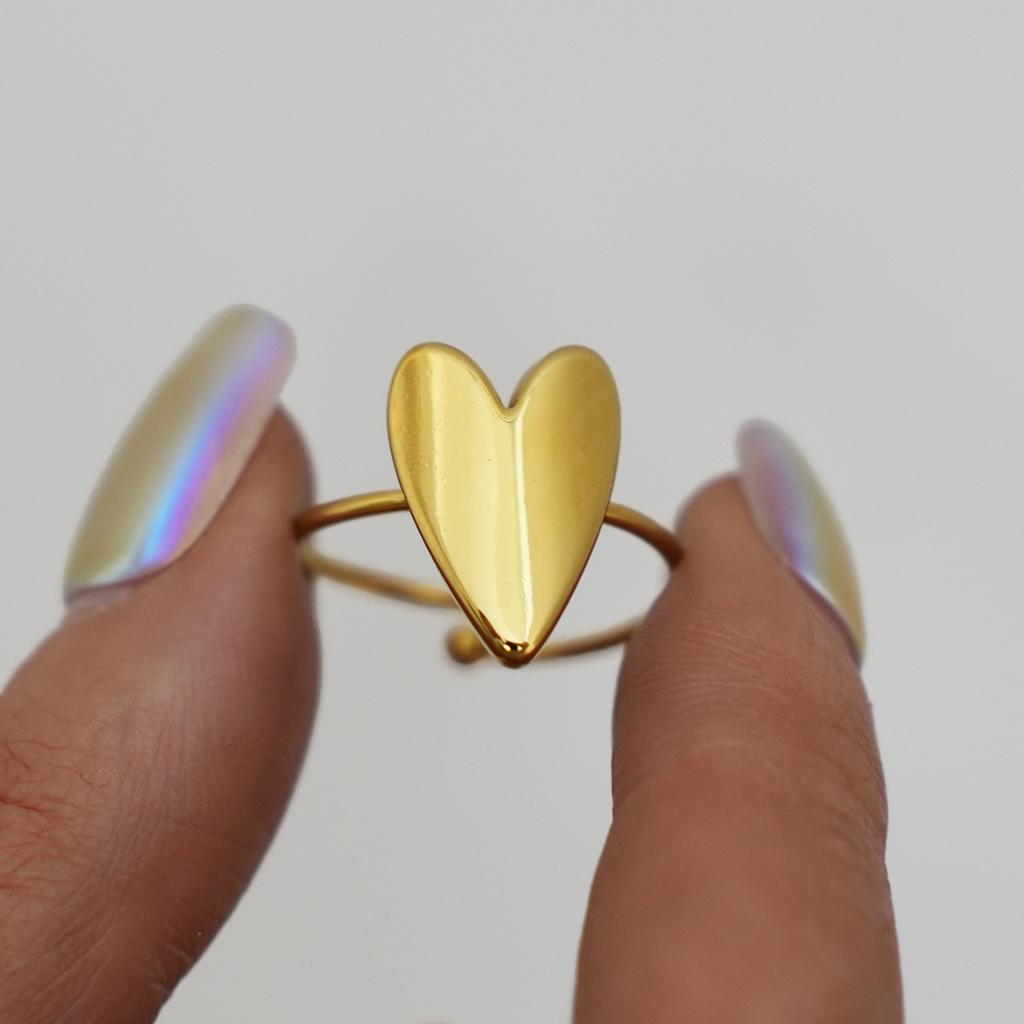 Anelli in Acciaio Inossidabile per Donna Cuore Estetico Colore Oro Anello di Matrimonio Vintage Impermeabile Gioielli da Matrimonio Accessori per Ballo di Fine Anno Regalo