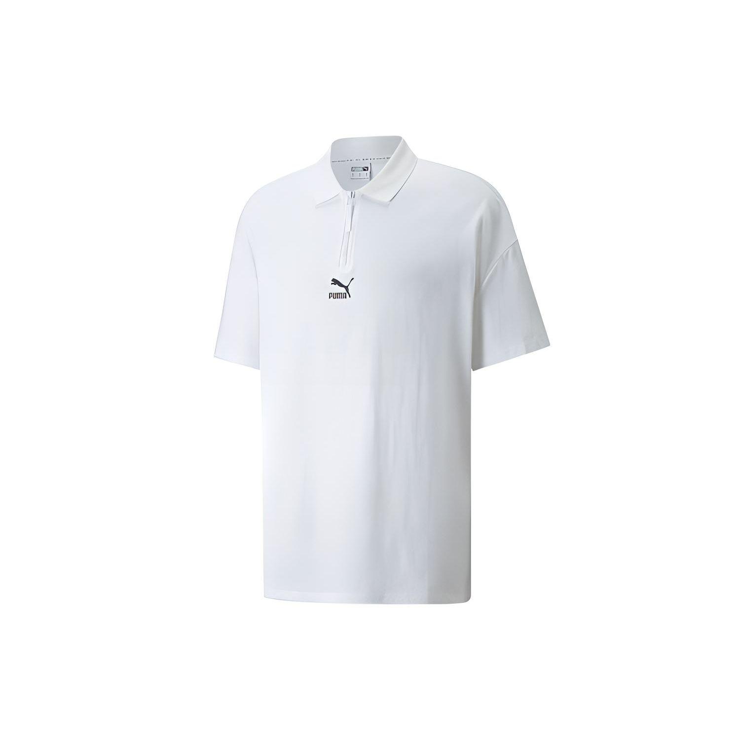 

Puma Solid Color Logo Loose Fit Short Sleeve Polo Shirt Men tops White 535271-02 M