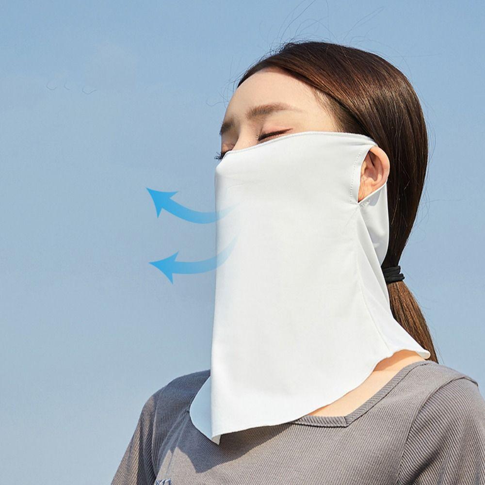 Anti-UV Ice Silk Neckline Face Gini Mask With Neck Flap Driving Face Shield Veil  Fishing