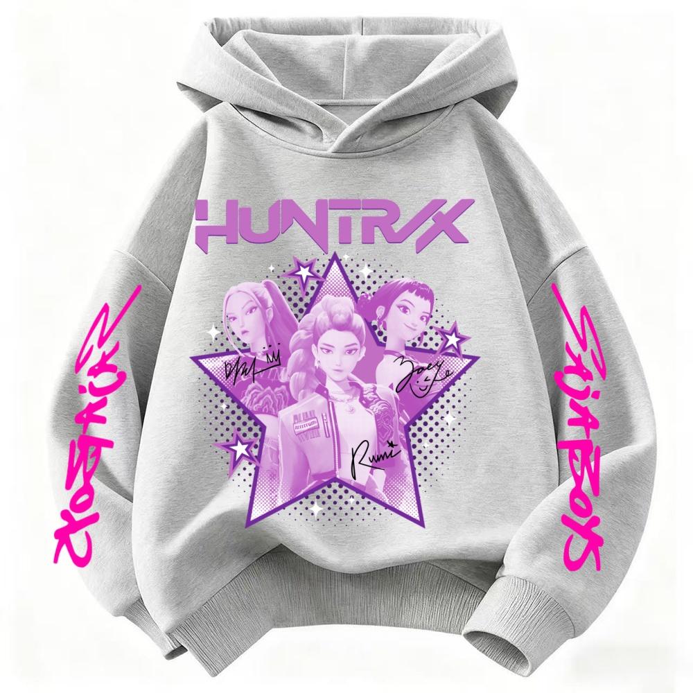 Felpa per Bambini KPop Demon Hunter Huntrix Autunno Ragazzi Ragazze Moda Street Pullover Abbigliamento per Bambini
